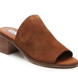 Steve Madden Richelle tan brown suede slide sandals block heel size 9.5